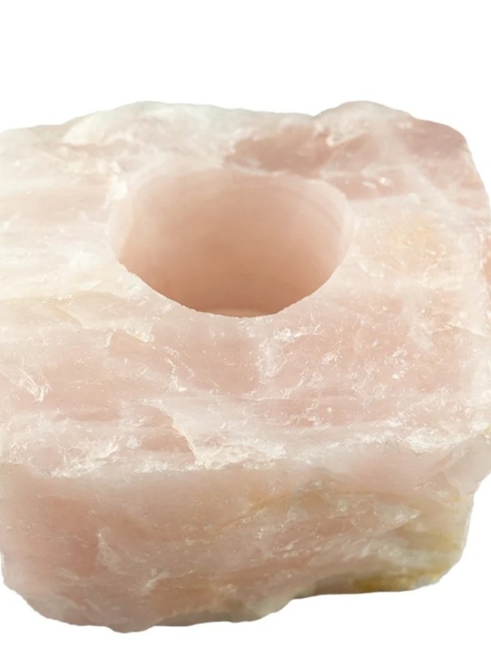 Rose Quartz Candle Holder - Pink Natural Stone